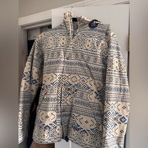 Burton Cream Jacket with Blue & Gray Geometric Print